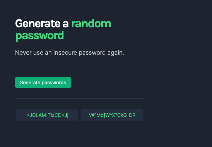 Image of a password generator app